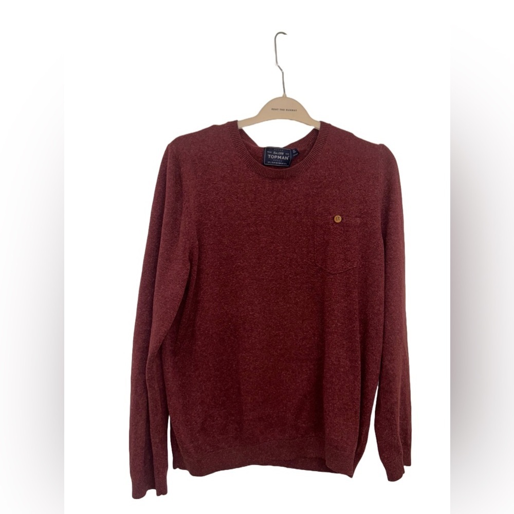 Men's Topman Vintage Burgundy Long‎ Sleeve Sweater Size Large